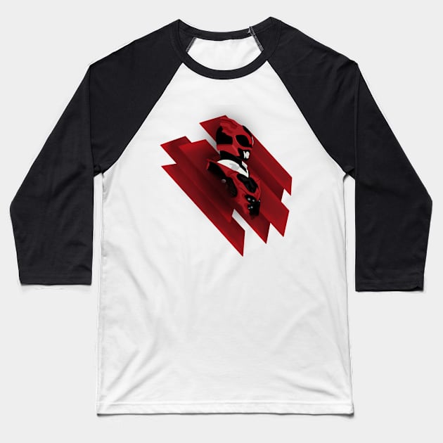 Red Psycho Ranger Baseball T-Shirt by Xanderdegreat